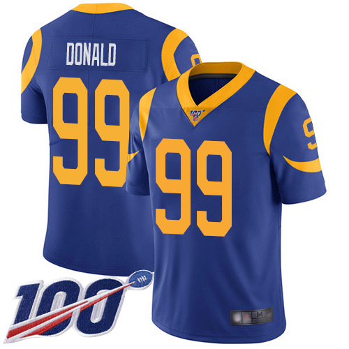 Los Angeles Rams Limited Royal Blue Men Aaron Donald Alternate Jersey NFL Football #99 100th Season Vapor Untouchable